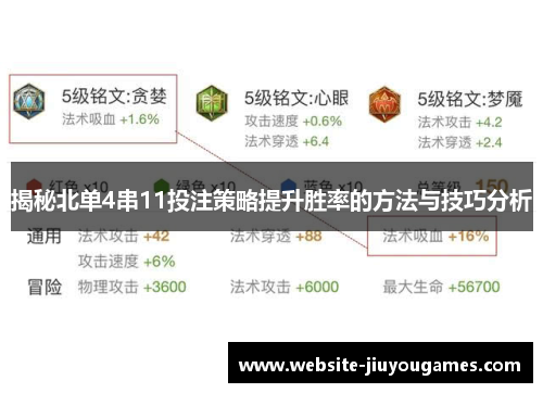 揭秘北单4串11投注策略提升胜率的方法与技巧分析